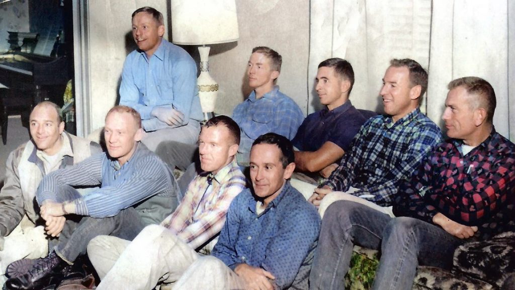 Nine of the 11 Apollo astronauts before hunting quail.